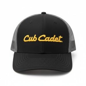 Cub Cadet Embroidered Trucker Hat Black Mesh Yellow Logo Men's Adjustable
